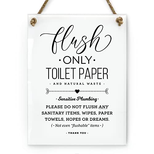 Flush Only Toilet Paper Premium Acrylschild | inkl. Seil | 200 mm x 150 mm x 3 mm (1) von Reilly Originals