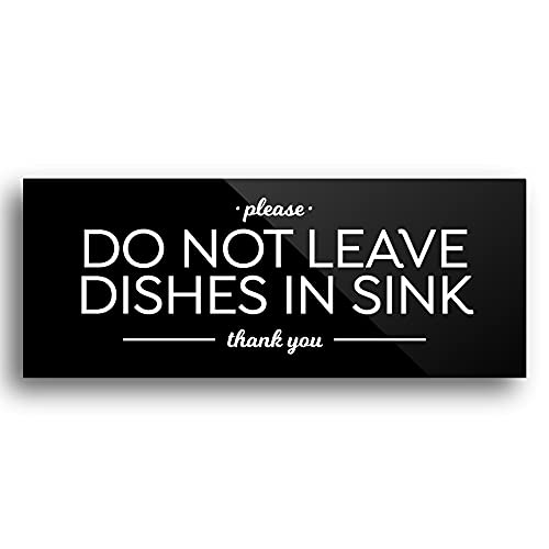 Reilly Originals 5,1 x 12,7 cm Please Do Not Leave Dishes in Sink, Premium-Acryl-Plexiglas-Design-Schild ~ fertig zum Aufkleben ~ langlebig und waschbar von Reilly Originals