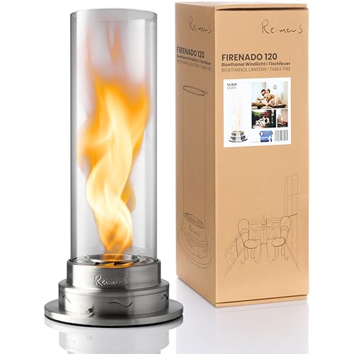 ReimerS Firenado 120 – Premium Tischkamin aus Edelstahl & Glas – Elegante VortexFlame™ Flammenregulierung für Innen & Außen von ReimerS