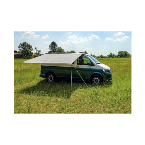 Camping Sonnensegel 390x190 Sonnenvordach Set für Bus, Wohnwagen, Wohnmobil mit Aufstellstangen, Leinen & Heringe von Reimo