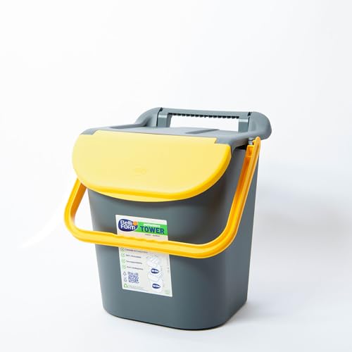 Reimo Mülleimer 30L Abfalleimer mit Deckel Abfallbehälter stapelbar für Küche (Gelb) von Reimo