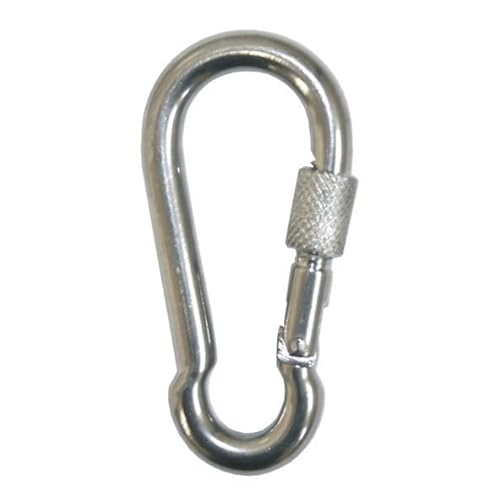 Karabinerhaken Ø 5 x 50 mm mit Sicherungsschraube aus Edelstahl V4A 1 Stück A4 Karabiner Karabiener von Reinartz