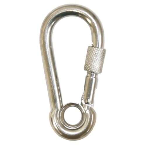 Karabinerhaken Ø 10 x 100 mm mit Sicherungsschraube und Kausche aus Edelstahl V4A 1 Stück A4 Karabiner Karabiener von Reinartz