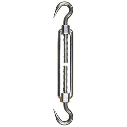 Spannschloss mit Haken - Haken, Größe M8 Edelstahl V4A Spannschloß Seilspanner verstellbar Seil Spanner Edelstahlseil Drahtseile Stahlseil Geländerseil Rankhilfe VA A4 AISI316 AISI 316 von Reinartz