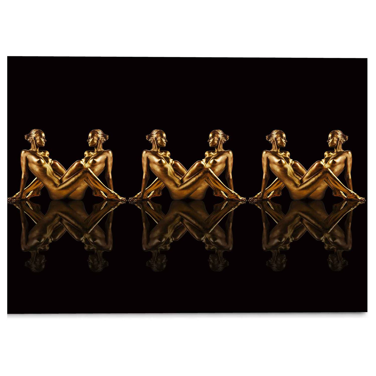 Glasbild Frauen in Gold Symmetrie von Reinders