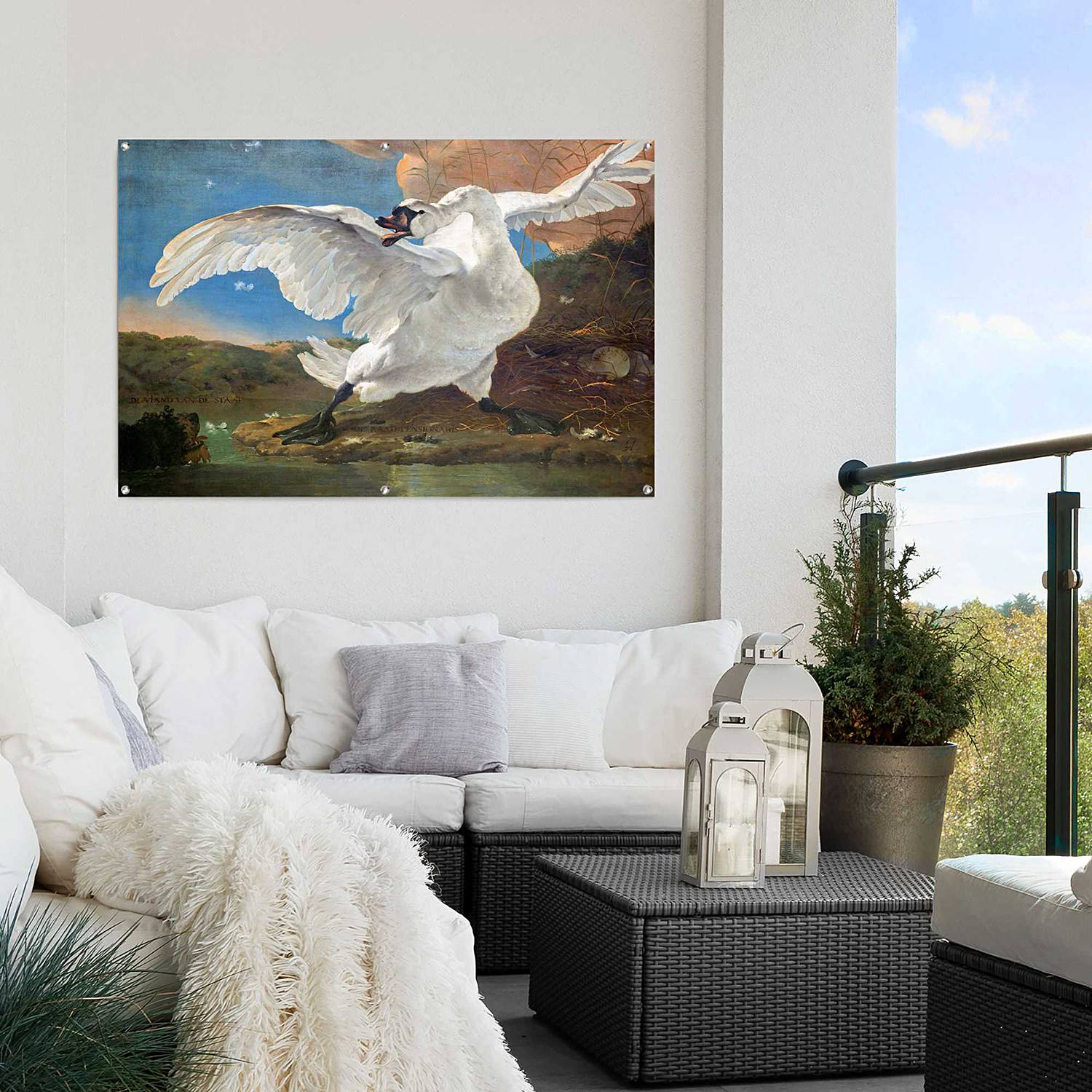 Outdoor-Poster Der bedrohte Schwan von Reinders