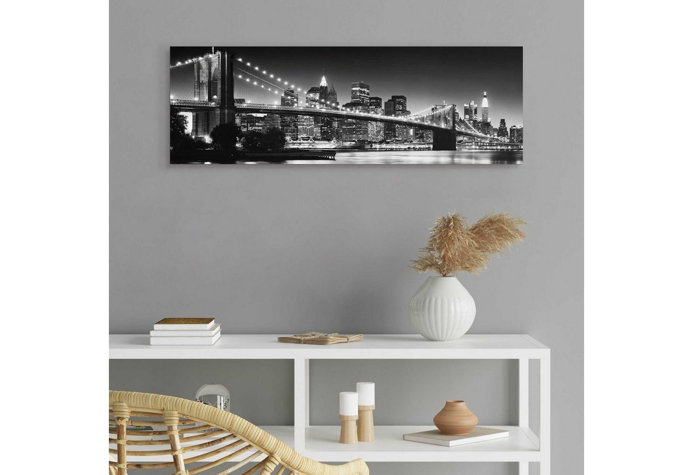 Reinders! Bild New York - Brooklyn Bridge black &, 90/30 cm von Reinders!