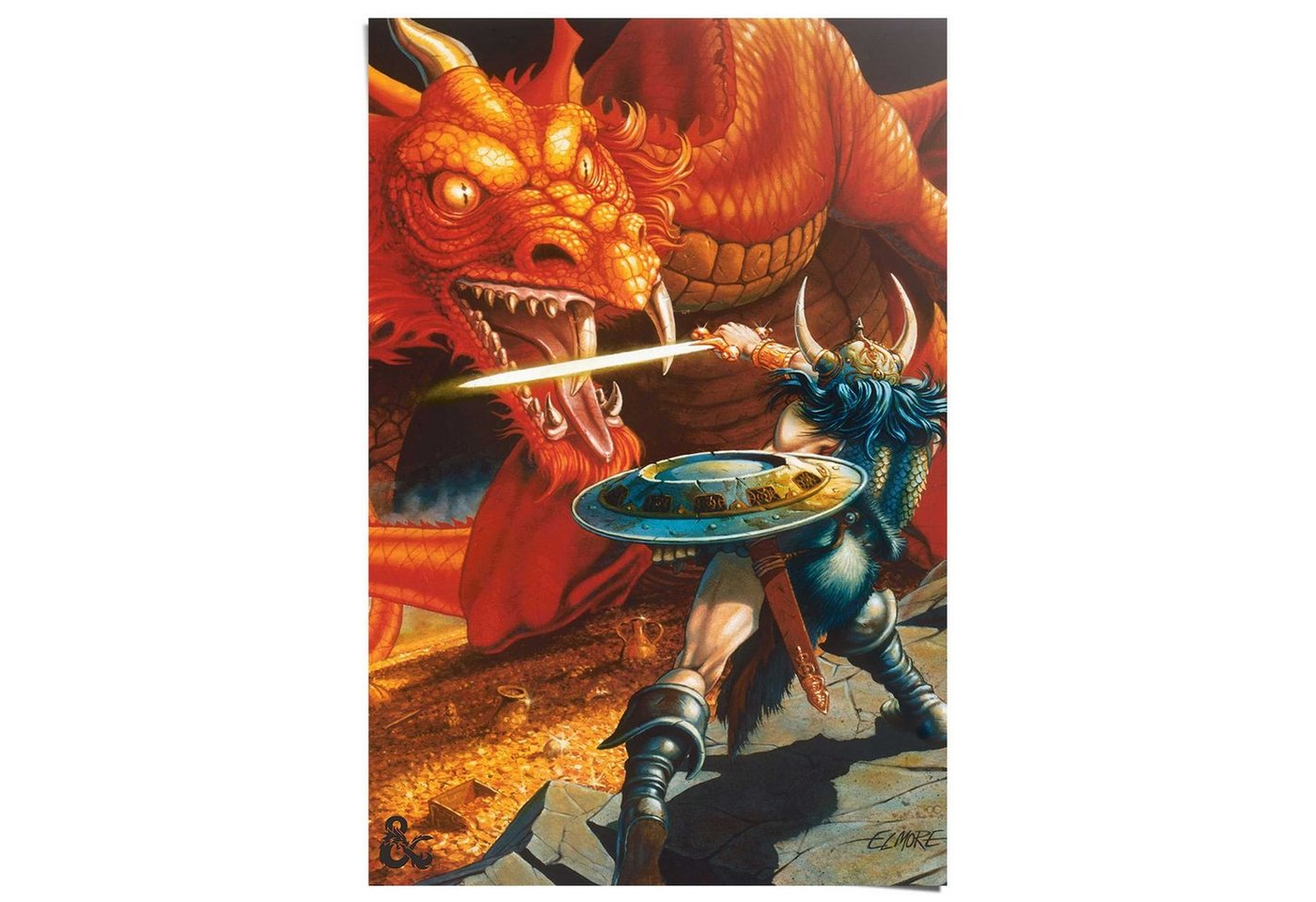 Reinders! Poster Dungeons & Dragons - classic red dragon battle von Reinders!