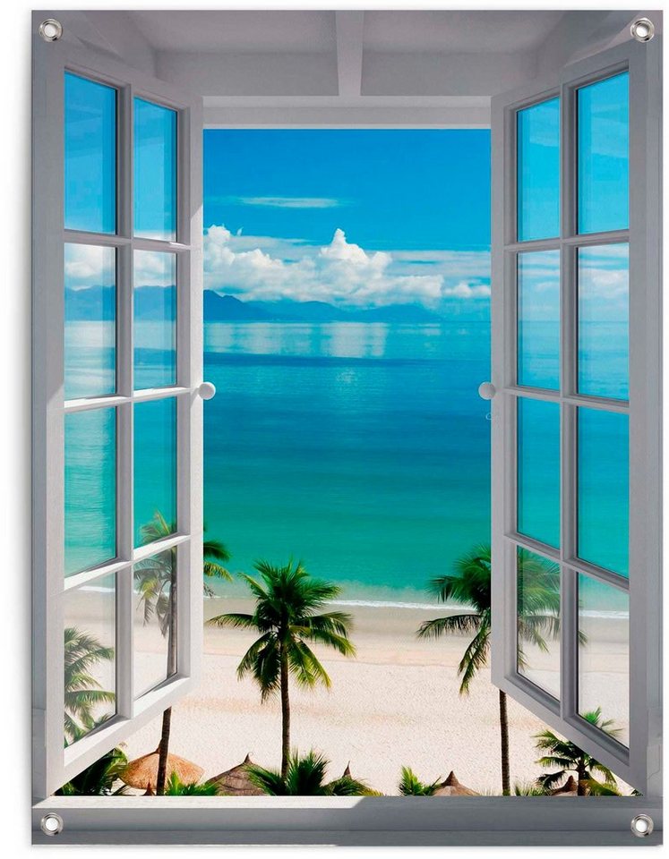 Reinders! Poster Fenster zum Strand von Reinders!