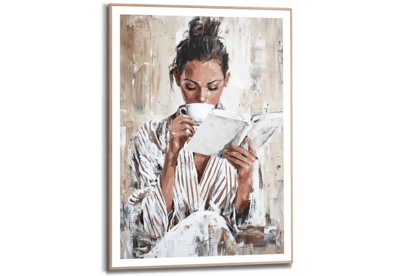 Reinders! Poster Morning Reading, Wohnzimmer - Frau - Lesen - Kaffee - Braun - MDF - Menschen - 50x70 cm von Reinders!