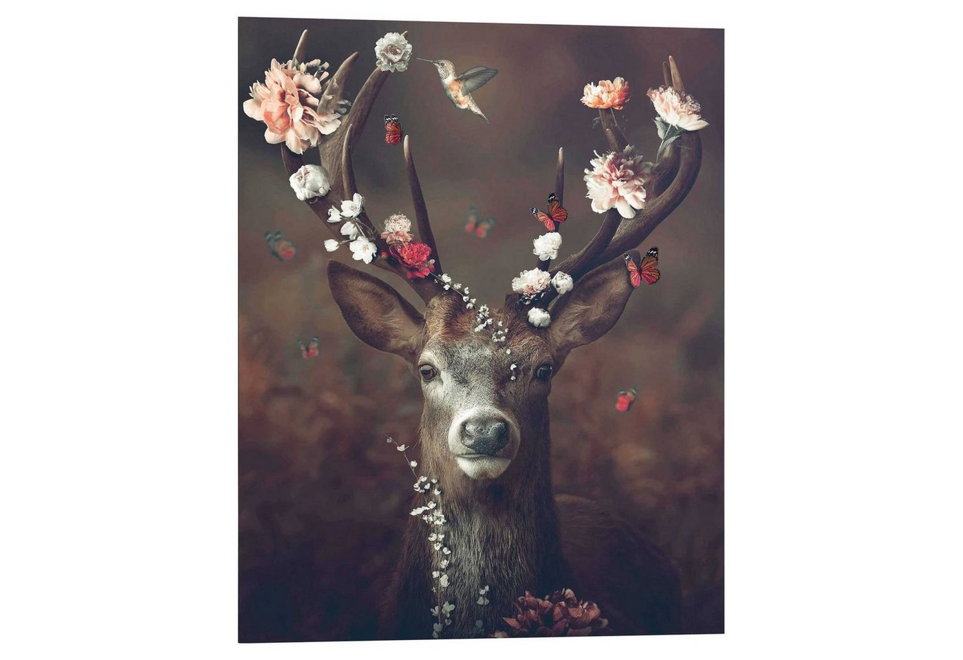 Reinders! Wandbild MARAL, Braun, Rot, Rosa, 40 x 50 cm, Hirsche (1 St), Fauna Flora Deer von Reinders!