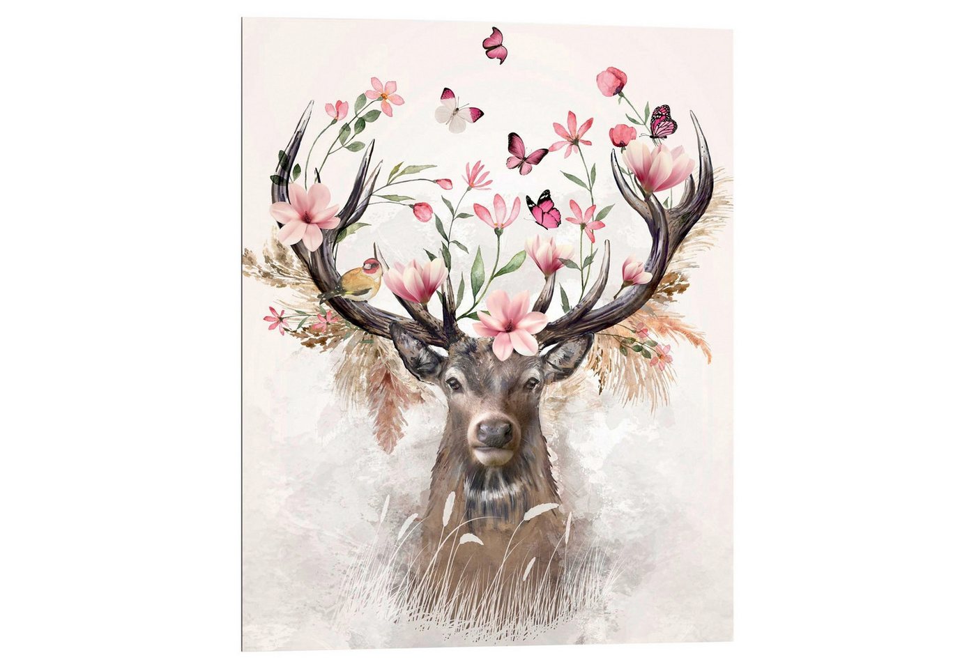 Reinders! Wandbild MARAL, Weiß, Rosa, Braun, 40 x 50 cm, Hirsch (1 St) von Reinders!