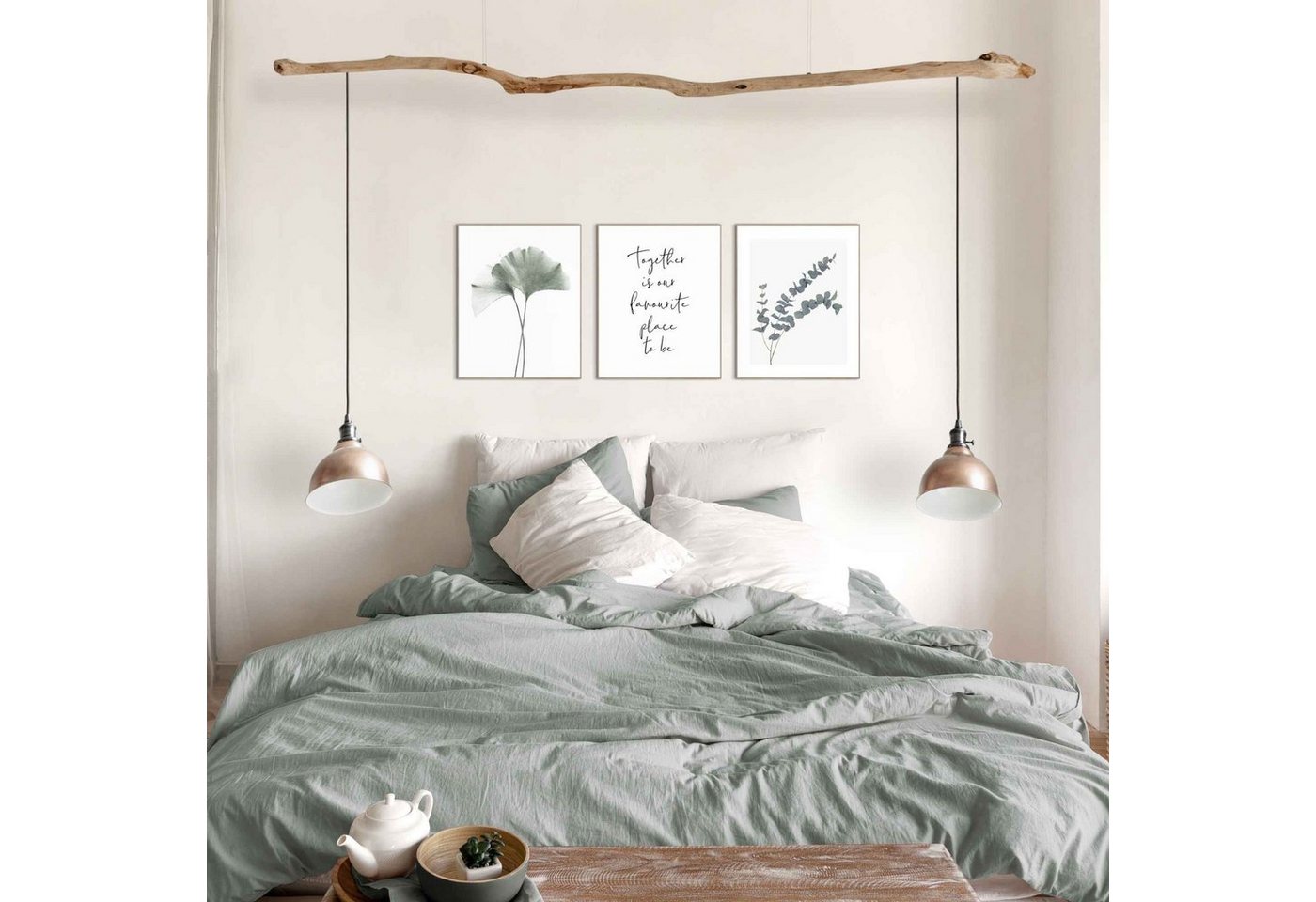 Reinders! Wandbild Zusammen Eukalyptus - Pflanze - Ginkgo - Natur - Liebe, (3 St) von Reinders!