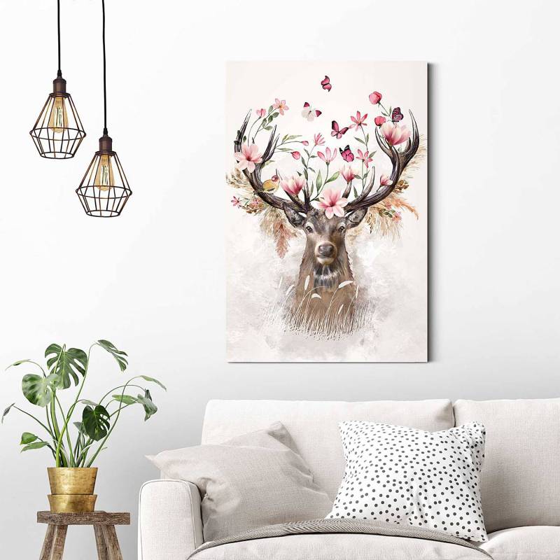 Wandbild Hirsch in Blumen von Reinders