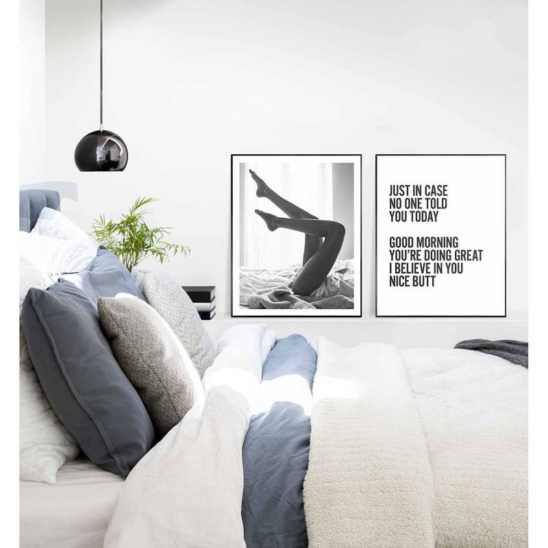 home24 Wandbild Legs Up 2-teilig Kunstdruck in Holzrahmen ohne Glas Schwarz 40 x 50 x 1cm von home24