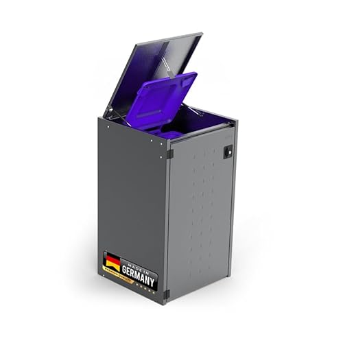 reinkedesign Mülltonnenbox Boxxi 1 x 120L aus verzinktem Stahl Anthrazit I Made in Germany | Inkl. Gasdruckdämpfern | UV-beständig I Schutz vor Nager I Flexibel erweiterbar von reinkedesign