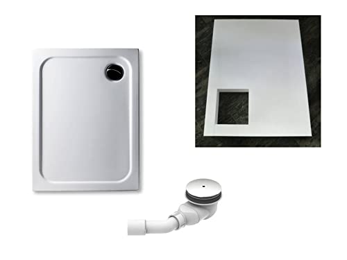 KOMPLETT-PAKET: Duschwanne 110 x 90 cm, superflach 2,5 cm weiß Acryl, Dusche mit GERADER UNTERSEITE + Styroporträger/Wannenträger + Ablaufgarnitur chrom DN 90 KOMPLETT-PAKET: Duschwanne 110 x 90 cm, superflach 2,5 cm weiß Acryl, Dusche mit GERADER UNTERSEITE + Styroporträger/Wannenträger + Ablaufgarnitur chrom DN 90 von Reinkeramik