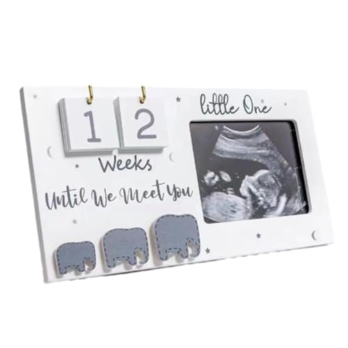 Reinscer 1 STK. Baby-Erstscan-Fotorahmen Schwangerschaftsankündigungsgeschenke Weißer -Babyscherben-Bilderrahmen Wochen-Countdown von Reinscer