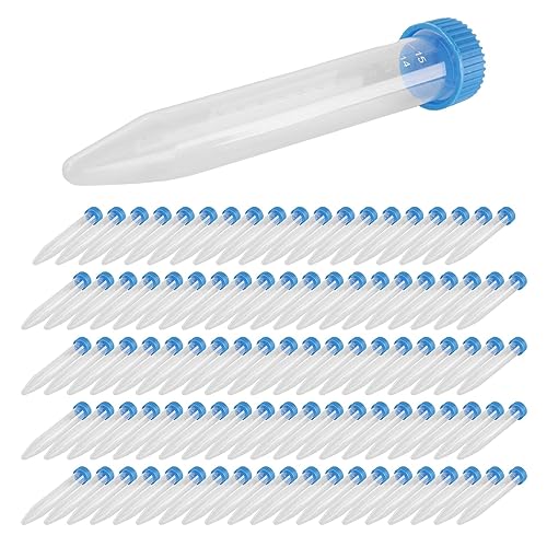 Reinscer 100 StüCk Konische ZentrifugenröHrchen 15 Ml mit Schraubkappen, Mess- und Schreibmarkierungen, LabortestbehäLter von Reinscer