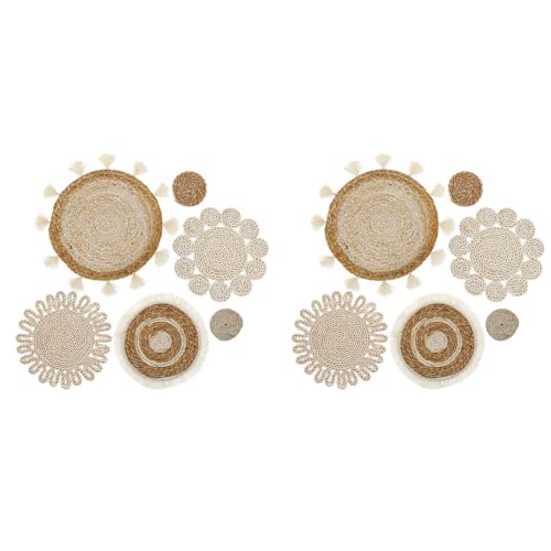 Reinscer 12-Teiliges Boho-Wandkorb-Set, Geflochtene Rattan-FlachköRbe, Wandbehang-, Handgefertigte Quasten, Blumen-WandköRbe, von Reinscer