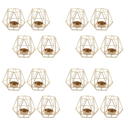 Reinscer 16 Stück Metall Geometrisches Design Tee Licht Votiv Kerzen Halter, Hohle Tee Licht Kerzen Halter von Reinscer