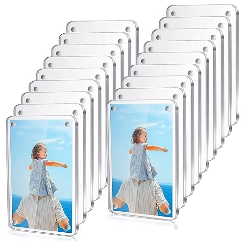 Reinscer 18 Stück Fotorahmen Polaroidrahmen Mini Doppelseitiger Kühlschrankmagnet Bilderrahmen Klarer Rahmenloser Displayrahmen von Reinscer