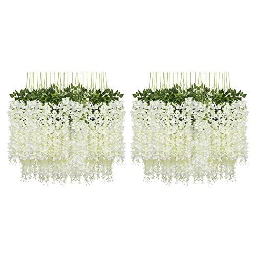 Reinscer 24 Paket (43,2 Ft) KüNstliche Glyzinien Rebe GefäLschte Glyzinien HäNgende Girlande Seide Lange HäNgende Blumen String Haus Hochzeit () von Reinscer
