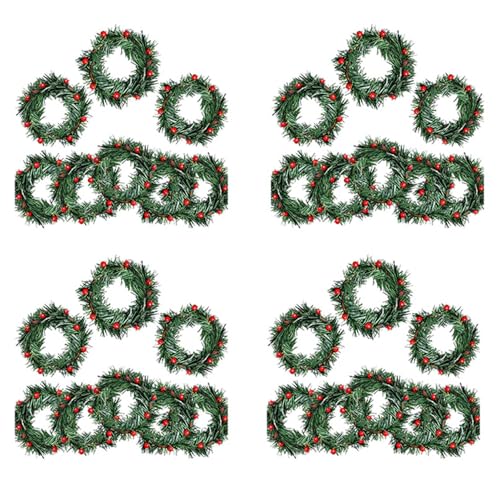 Reinscer 32 STÜCKE Stechpalme Beere Kerze Ring Kleine KüNstliche Rote Beeren Kiefern Nadeln Kranz für Weihnachten Girlande Ornamente Reinscer 32 STÜCKE Stechpalme Beere Kerze Ring Kleine KüNstliche Rote Beeren Kiefern Nadeln Kranz für Weihnachten Girlande Ornamente von Reinscer