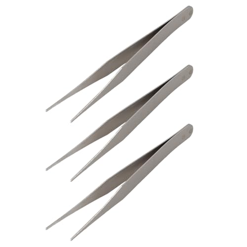 Reinscer 3X Edelstahl Spitze Gerade Pinzette 4 1/2 - Silber von Reinscer
