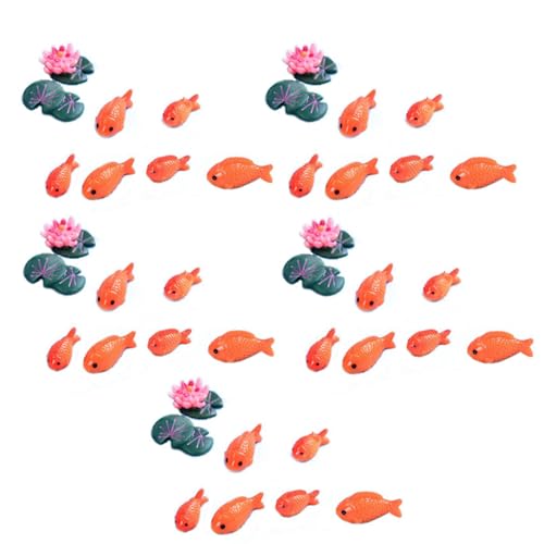 Reinscer 40 Stueck/Los Rot Fisch Miniaturfiguren Dekorative Mini Fee Gartentiere Moos Micro-Landschaft Ornamente Harz Baby Spielzeug von Reinscer
