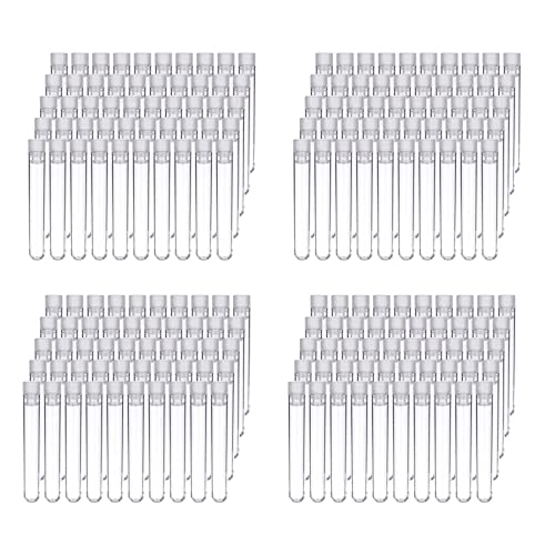 Reinscer 400 Stück Klare Kunststoff Reagenz Gläser mit Weißen Schraub Kappen Proben Behälter Flaschen Druck Kappen 12X75mm von Reinscer