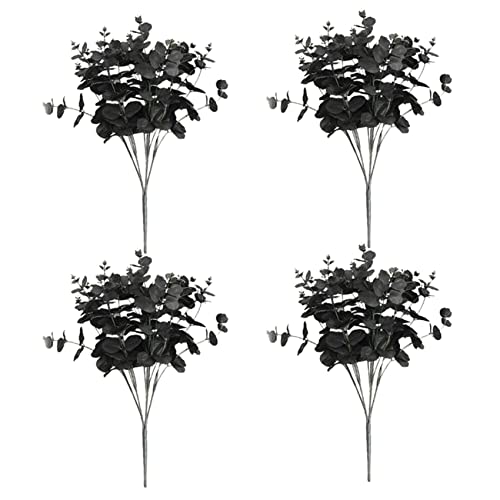Reinscer 4X 20 KöPfe Künstliche Schwarze Eukalyptus Gefälschte Blumen Pflanze Hochzeits Feier Dekoration von Reinscer