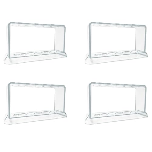 Reinscer 4X Kunststoff Klarer Reagenzglas Tube Halter 6 Loch Ständer Labor Reagenzglas Tube Ständer Regal Schul Bedarf Labor Ausstattung 16,7 x 8 x 3 cm von Reinscer