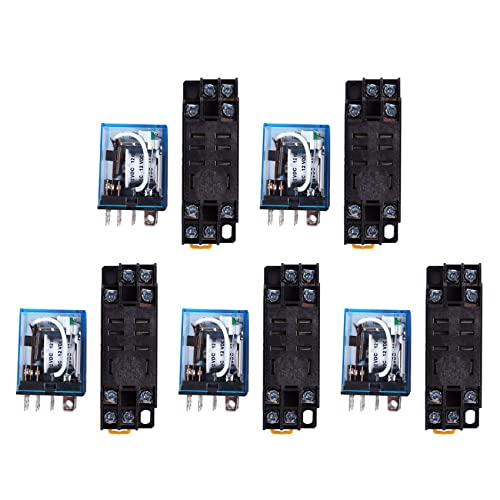 Reinscer 5X 12V DC Spulenspannung Relais DPDT LY2NJ HH62P-L JQX-13F 10A mit PTF08A Sockel Basis von Reinscer