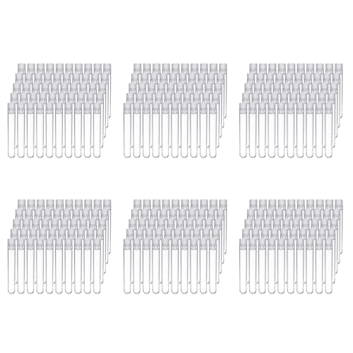 Reinscer 600 Stück Klare Kunststoff Reagenz Gläser mit Weißen Schraub Kappen Proben Behälter Flaschen Druck Kappen 12X75mm von Reinscer