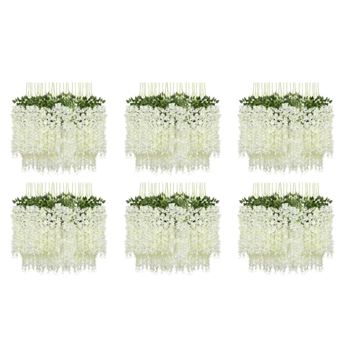 Reinscer 72 Paket (43,2 Ft) KüNstliche Glyzinien Rebe GefäLschte Glyzinien HäNgende Girlande Seide Lange HäNgende Blumen String Haus Hochzeit () von Reinscer