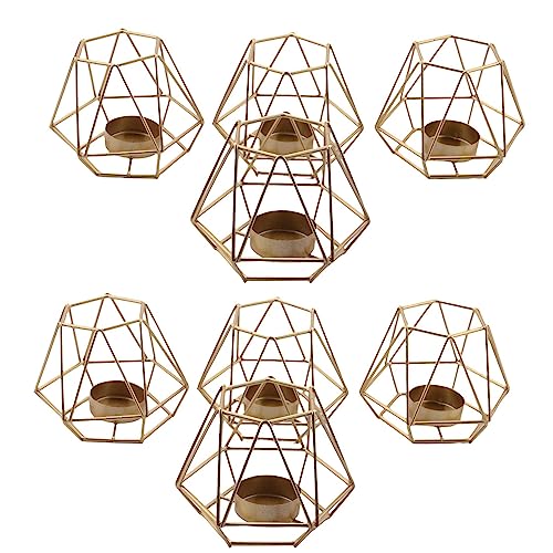 Reinscer 8 Stück Metall Geometrisches Design Tee Licht Votiv Kerzen Halter, Hohle Tee Licht Kerzen Halter von Reinscer