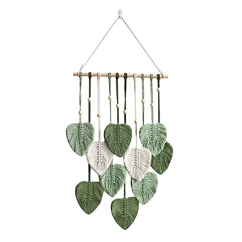 Reinscer Blatt Makramee Wandbehang Boho Room Home Decor Gewebter äSthetischer Wandteppich Home Room Hochzeitsdekoration GrüN von Reinscer