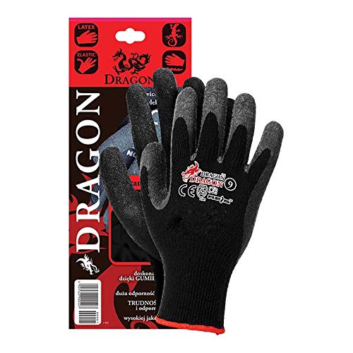 Reis DRAGON8 Dragon Schutzhandschuhe, Schwarz-Schwarz, 8 Größe, 12 Stück von REIS