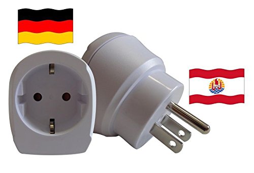 Travel Plug Französisch-Polynesien für Geräte aus Deutschland. (Schutzkontakt und Kindersicherung, 1650 Watt Leistung) von Reise-SK