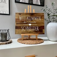 Willkommensschild Für Familie | Personalisiertes Holzschild Als Hochzeitsgeschenk Brautpaar Türschild Mit Aufhängung von Reiseliebe