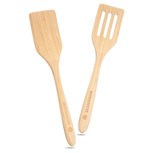 REISHUNGER Bambus Pfannenwender 2er Set, Küchenhelfer, 32cm von Reishunger