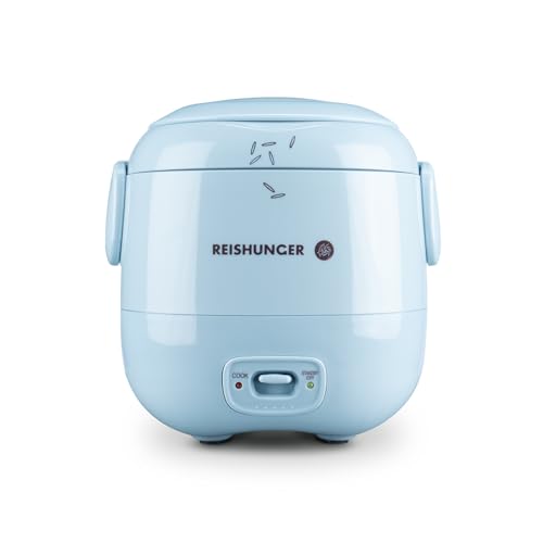 REISHUNGER Mini Reiskocher, hellblau | 0,3 L - 1-2 Portionen | hochwertige Keramikbeschichtung - Premium Topf | Handliche Größe für kleine Haushalte und unterwegs von Reishunger