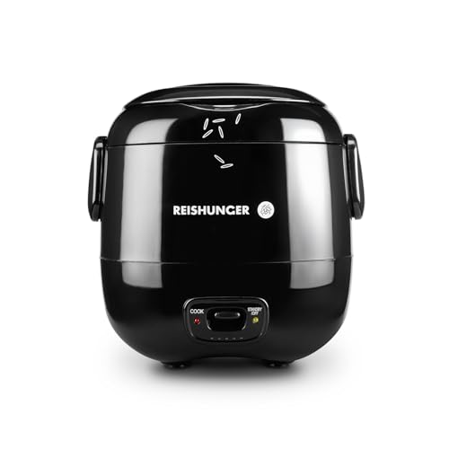 REISHUNGER Mini Reiskocher, schwarz | 0,3 L - 1-2 Portionen | hochwertige Keramikbeschichtung - Premium Topf | Handliche Größe für kleine Haushalte und unterwegs von Reishunger