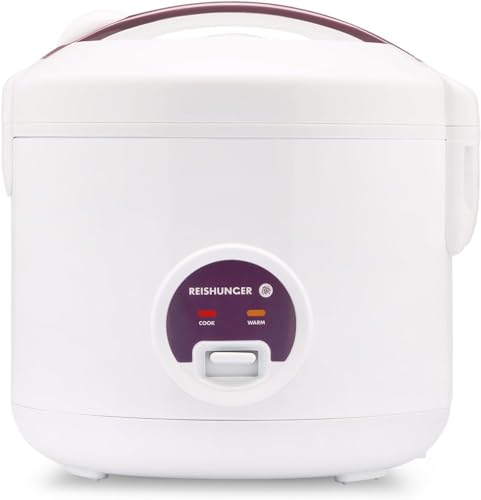 REISHUNGER Reiskocher & Dampfgarer mit Keramikbeschichtung - 1,2L, Weiß - für 1-6 Personen - Schnelle Zubereitung ohne Anbrennen - Mit Warmhaltefunktion inkl. Dämpfeinsatz, Löffel & Messbecher von Reishunger