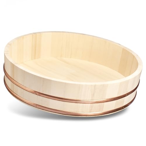 REISHUNGER Hangiri Holzschüssel für Profis (Durchmesser 48 cm) - Zur Veredlung von Sushi Reis - erhältlich in 30 cm bis 60 cm von Reishunger