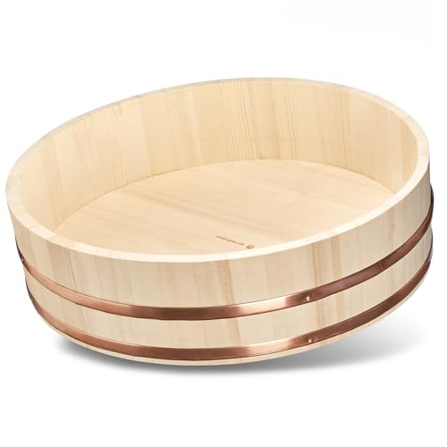 REISHUNGER Hangiri Holzschüssel für Profis (Durchmesser 60 cm) - Zur Veredlung von Sushi Reis - erhältlich in 30 cm bis 60 cm von Reishunger