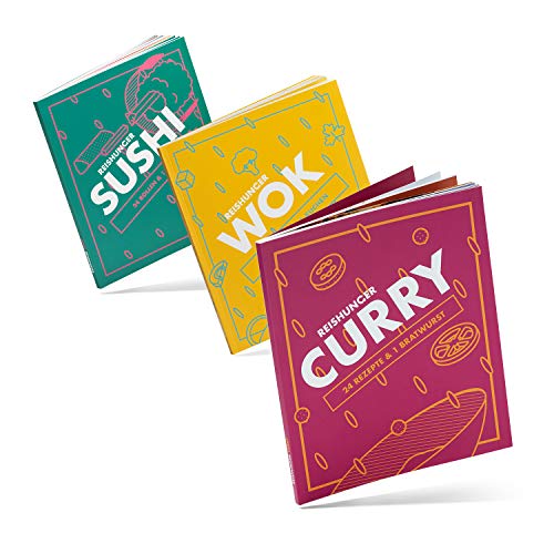 Reishunger Kochbuch Set - Curry, Sushi & Wok Kochbuch - Vegan, vegetarisch, mit Fisch & Fleisch von Reishunger