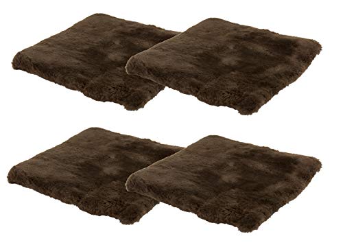 Reissner Lammfelle 4er Set Sitzkissen Lammfell Vollfell Siki KISSEN-VF-40-Set4-MOC (Rollstuhlauflage Katzenbett) VF 40x40cm braun von Reissner Lammfelle