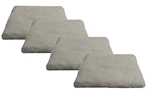 Reissner Lammfelle 4er Set Sitzkissen Lammfell Vollfell Siki KISSEN-VF-40-Set4-WEI (Rollstuhlauflage Katzenbett) VF 40x40cm weiß von Reissner Lammfelle